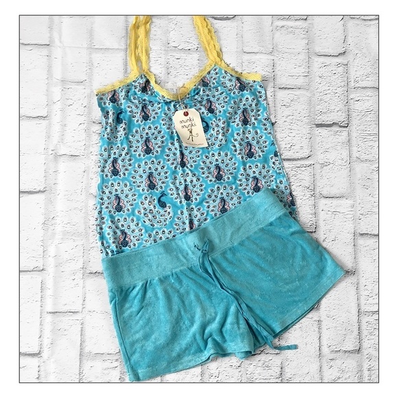 Nwt Munki Munki Peacock Cami & Shorts Sleep Set Large - Picture 1 of 2